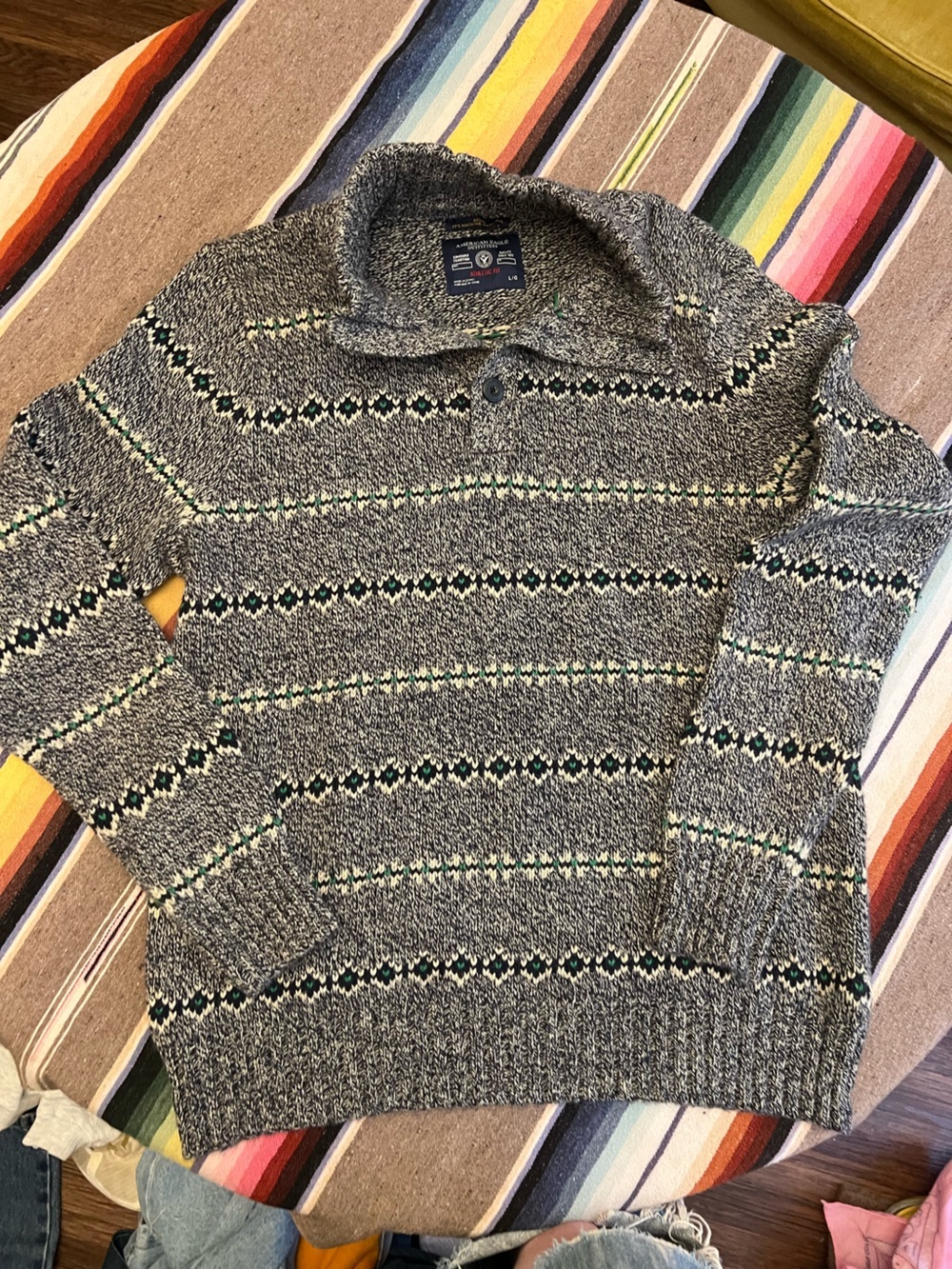 Collar Fair Isle Knit Cardigan